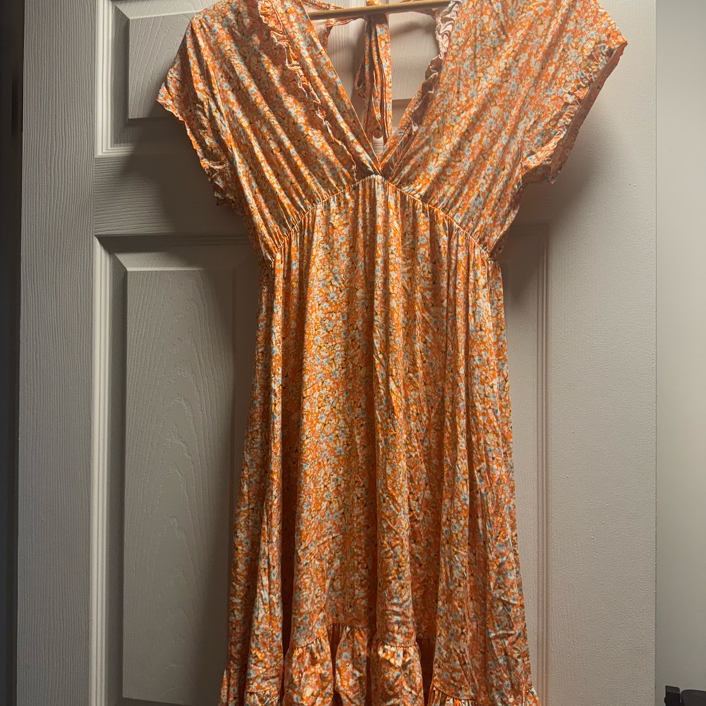 Free People Gold Pleated Wrap Sundress
